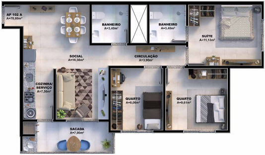 Planta do Apartamento 202A